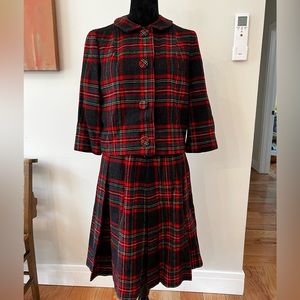 Vintage 1950s Pendleton Tartan Plaid Wool Skirt Suit Size Small